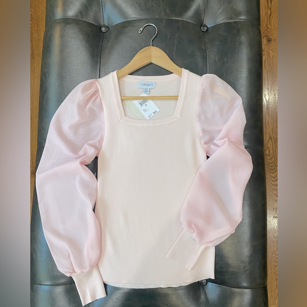 CARMEN MARC VALVO Long-sleeve Blush Pink Sweater, Size Small | New with tags